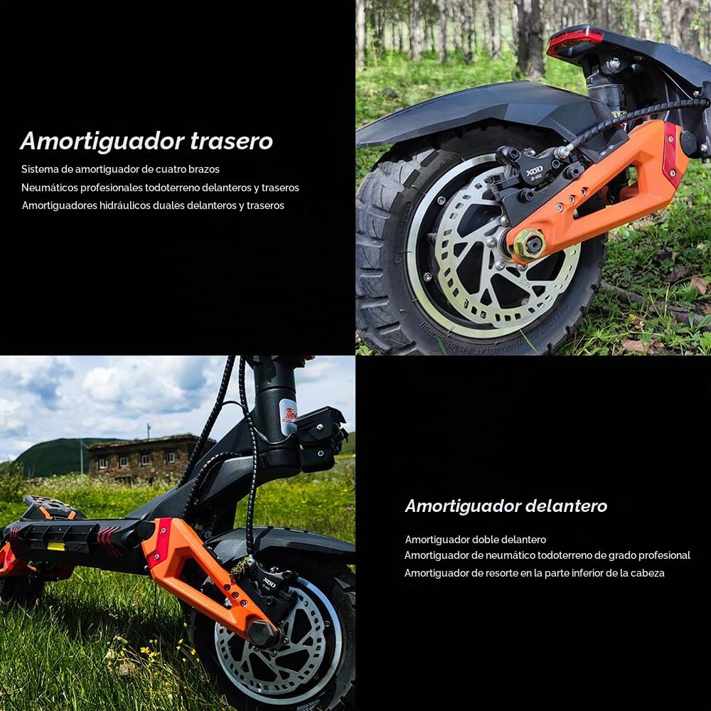 Kukirin G3 Pro Patinete eléctrico Todoterreno con 2 Motores de 1200 W, batería de 23,2 Ah, autonomía máxima de 80 km, Patinete eléctrico para Adultos
