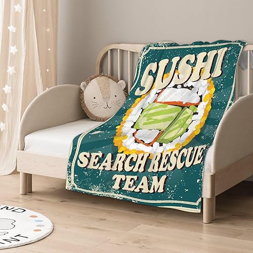 Vista 69 de Manta de sushi para regalo, manta de franela ultra suave y acogedora, manta de forro polar ligera y mullida, manta de felpa cálida para sofá, cama