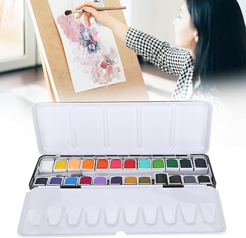 Miniatura 9 de Juego de pintura de acuarela sólida, juego de pigmentos de acuarela de color no venenoso con caja, kit de acuarela portátil de viaje con paleta para