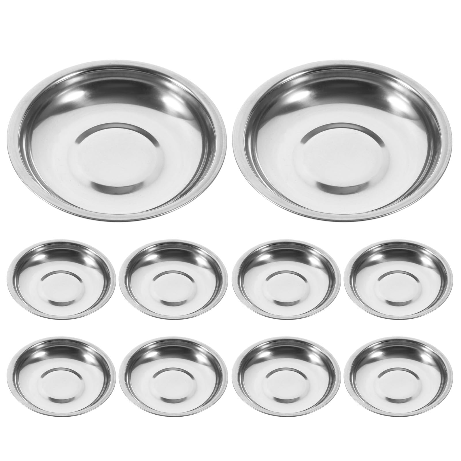 Assiettes rondes en acier inoxydable plats de service et petites assiettes