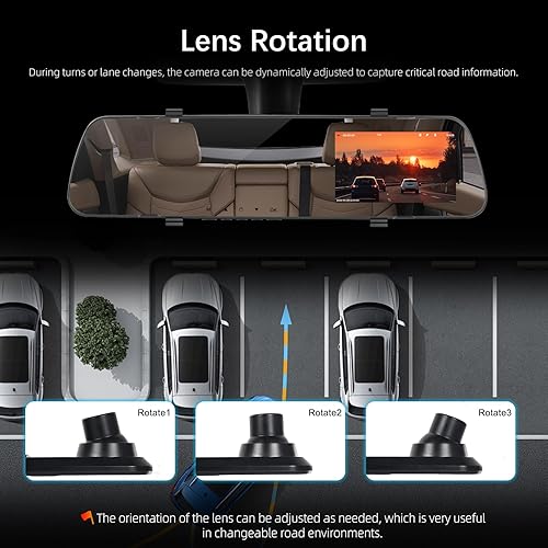 Miniatura 8 de Cámara de salpicadero de espejo frontal y trasera para coche, 4 pulgadas, pantalla IPS 1080P, espejo retrovisor, montaje de cámara de tablero con