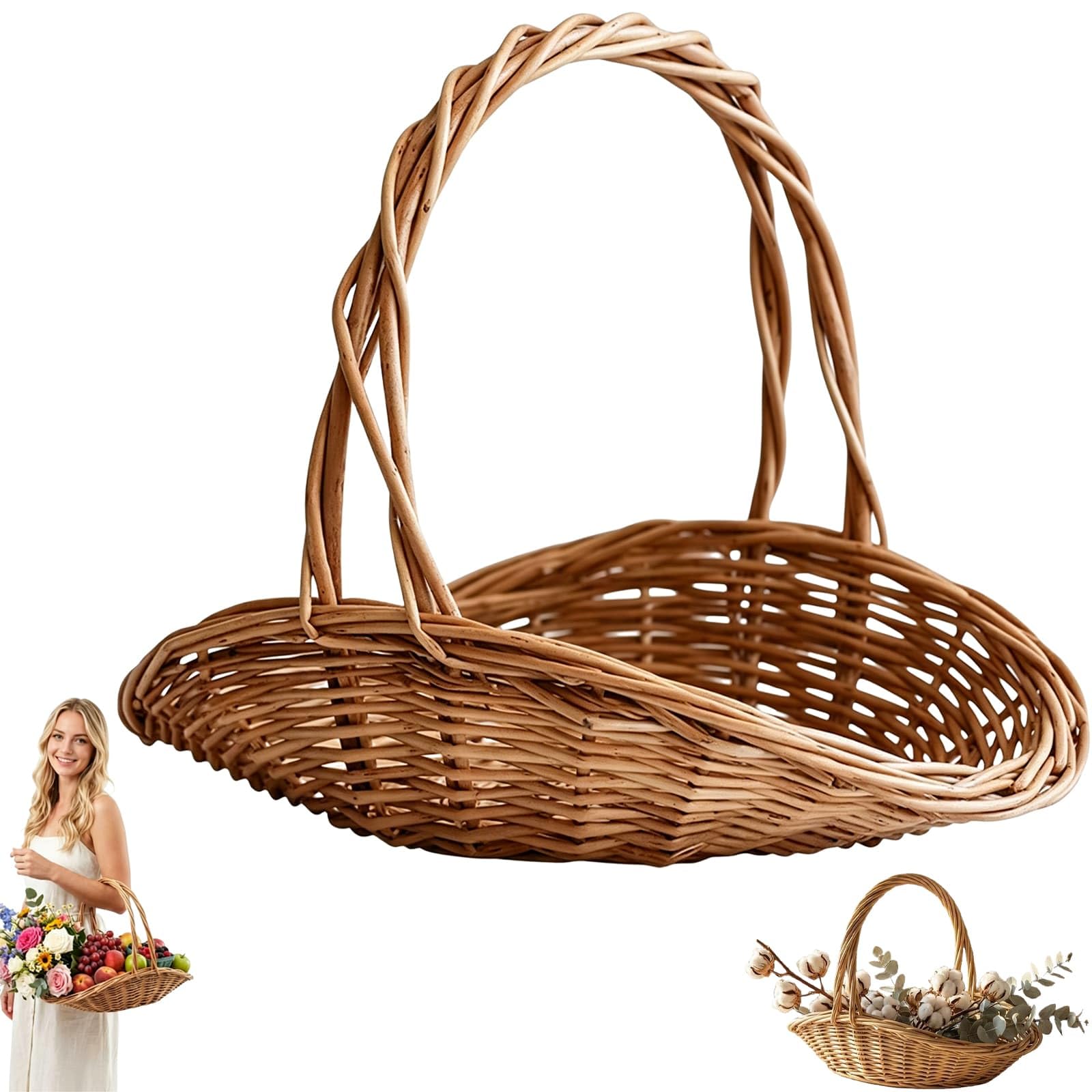 Panier de récolte en osier tressé pour vos pique-niques en famille et week-ends à la campagne