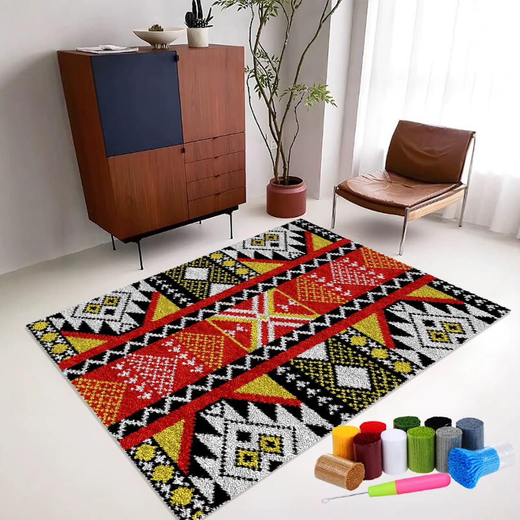 69 x 102 cm Latch Hook Rug Kit Tapestry Kits for Adults Latch Hook Kits Rugs Cross Stitch Kit Carpet Making Cushion Needlework for Beginners DIY Latch Hook Rug Making Kit for Adults Home Decor — image 1