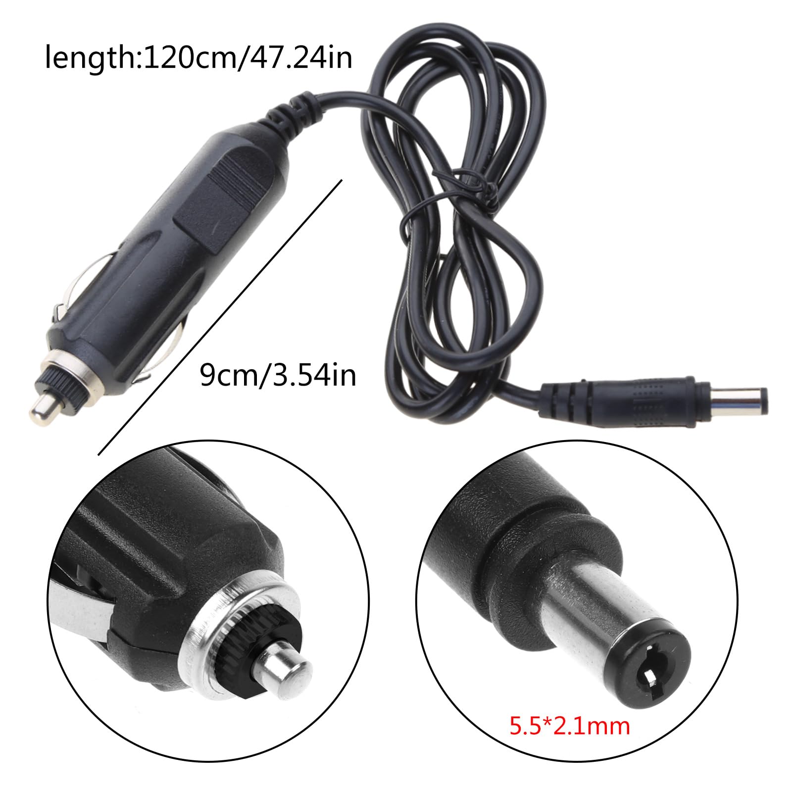 12 V Heavy Duty per spina DC 5,5 x 2,1 mm adattatore accendisigari cavo di alimentazione per auto inverter pompe ad aria tazza elettrica
