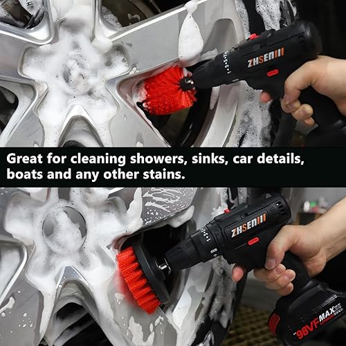 Miniatura 6 de 7 Pcs Drill Brush Set All Purpose Power Scrubber Cleaning Kit with Extend Attachment for Bathroom Surfaces, Grout, Floor, Tub, Shower, Tile, Kitchen