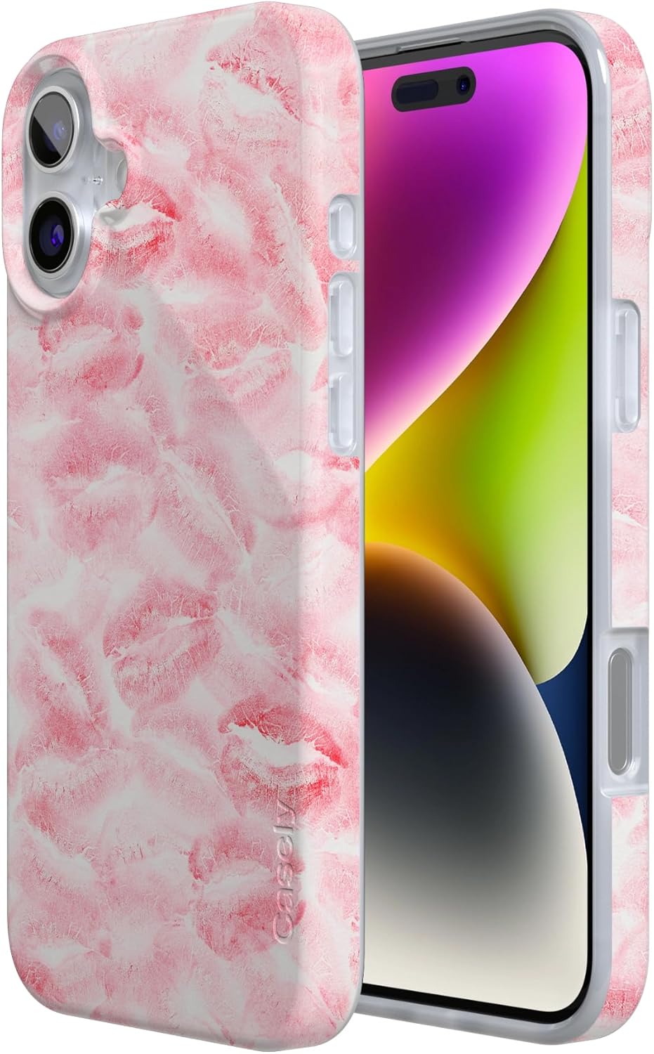 Casely iPhone 16 Case | Sealed with a Kiss | Pink Lipstick | Compatible with MagSafe | Classic Ultra Slim Design