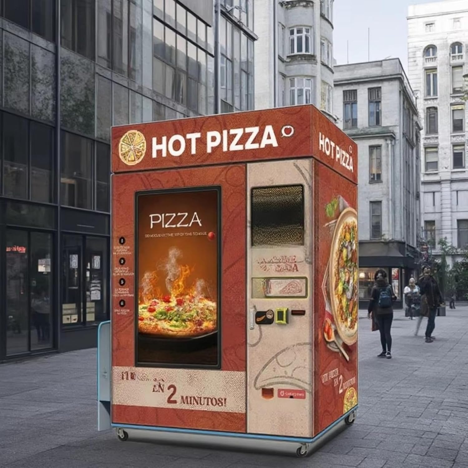 Energy Efficient Pizza Vending Machine Eco-Friendly Pizza Kiosk with Smart Sleep Mode - LED Lighting Reduces Low Operating Cost, Ideal for Small Businesses and Pop-Up Shops