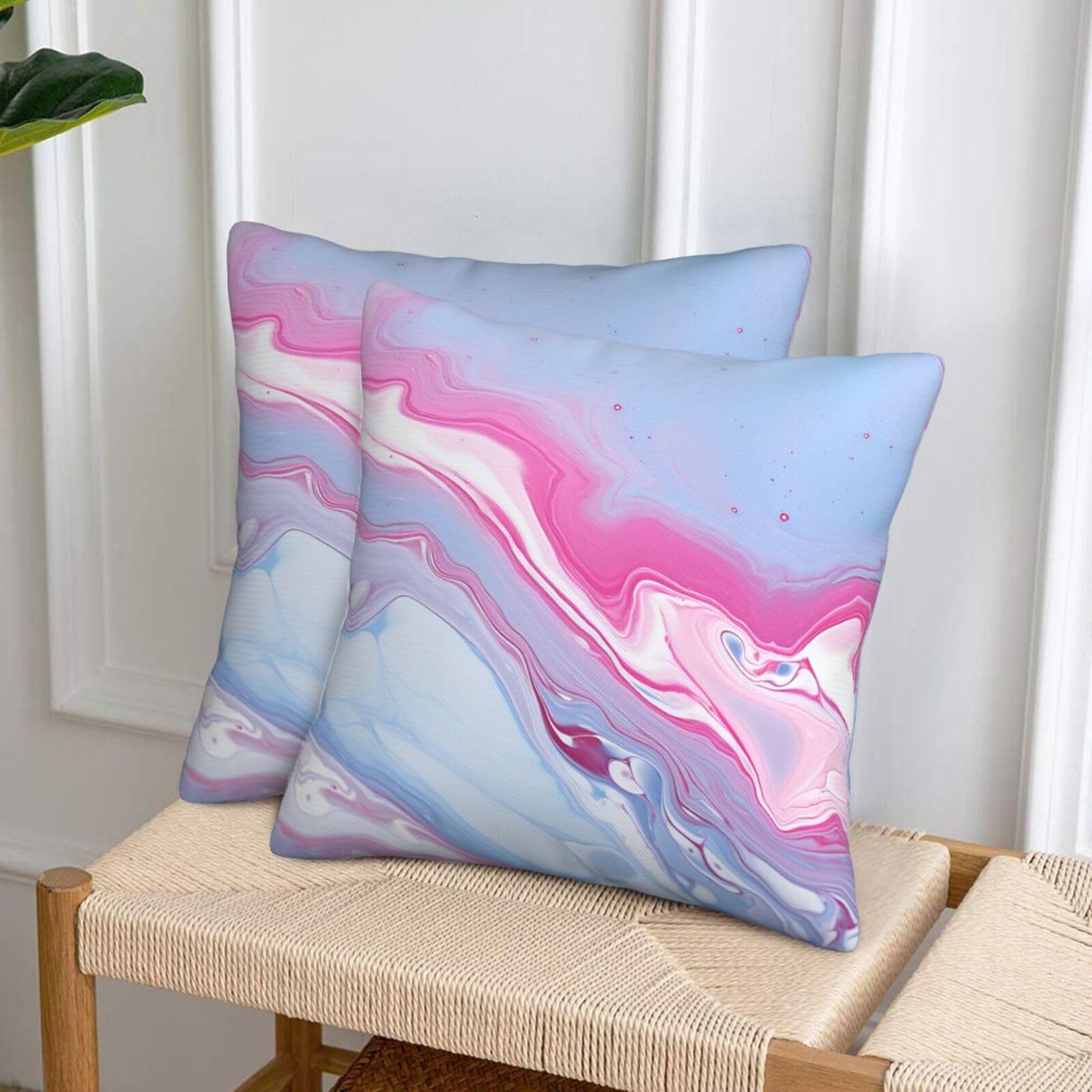 NONHAI Decorative Throw Pillow Covers Set of 2, 18"x18" Square Cushion Case Soft Comfy Blue Marble Throw Pillows for Couch Cushion Livingroom Farmhouse Home Decor Pillowcases