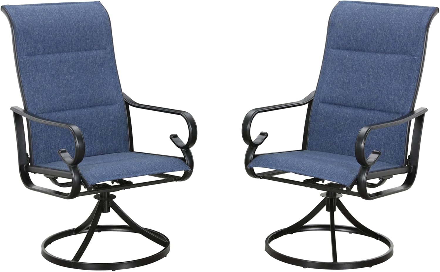 LOKATSE HOME 2 Pieces Outdoor Bistro Furniture Patio Dining Set Metal Swivel Single, 2 Chairs, Blue-2