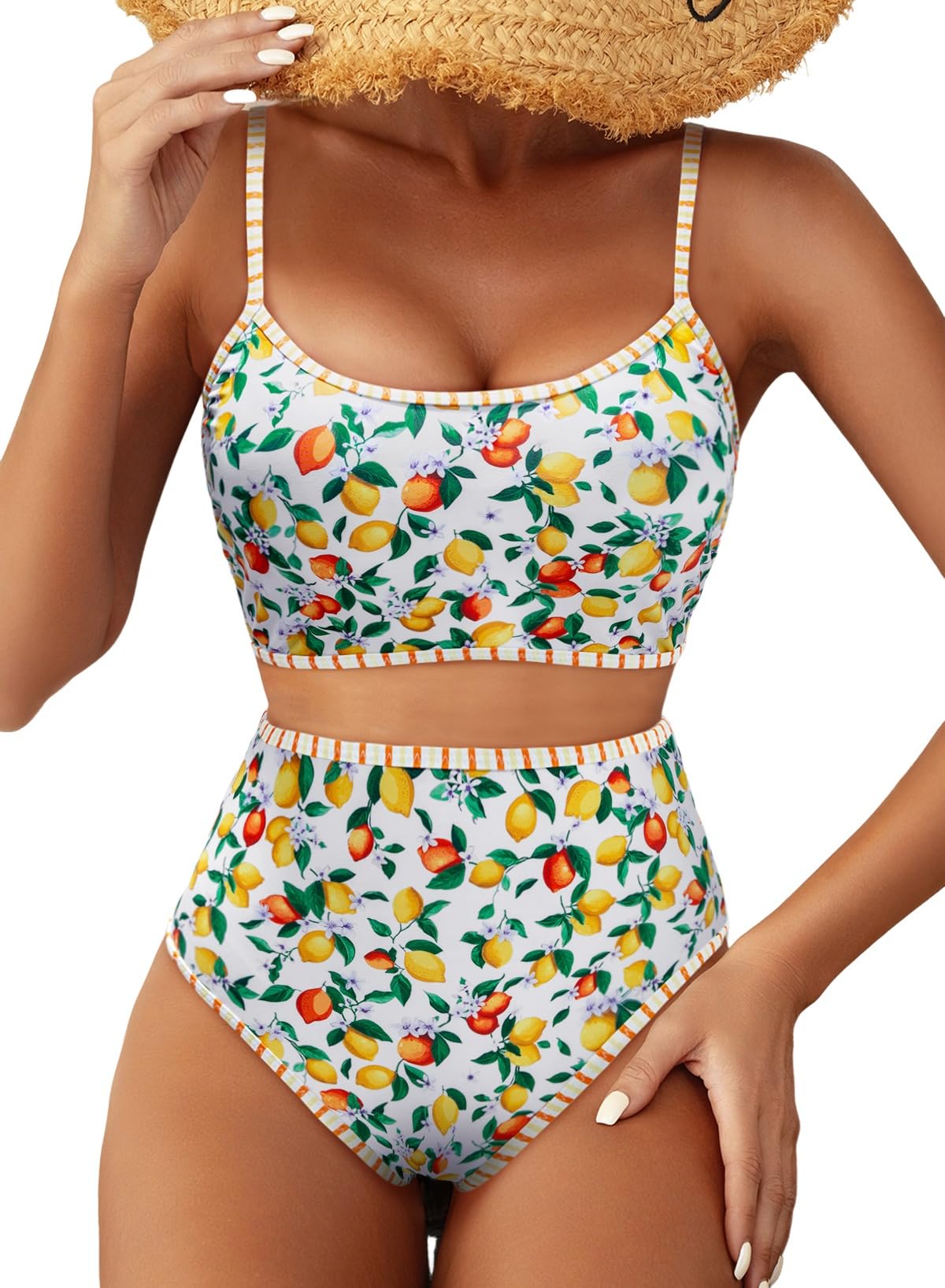 Herseas Womens Floral Print Bikini Sets Two Piece Swim Suits 2026 High Waisted Scoop Bathing Suits