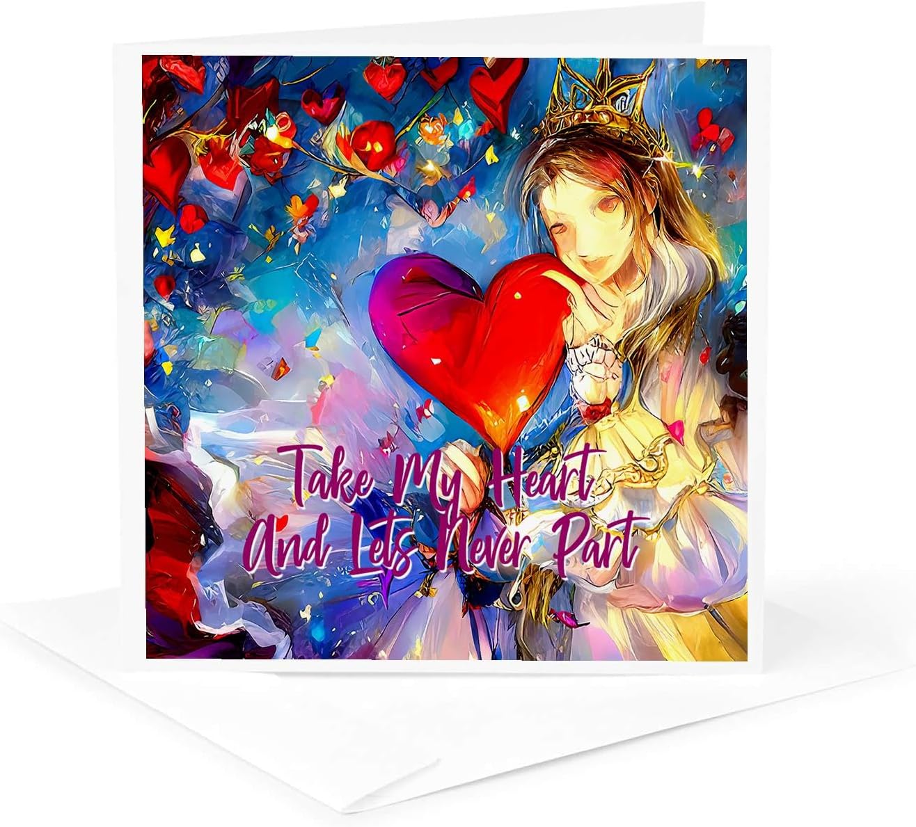 3dRose Valentines Day. Take my heart... Beautiful fairy princess. Card, gift 1 Greeting Card with envelope