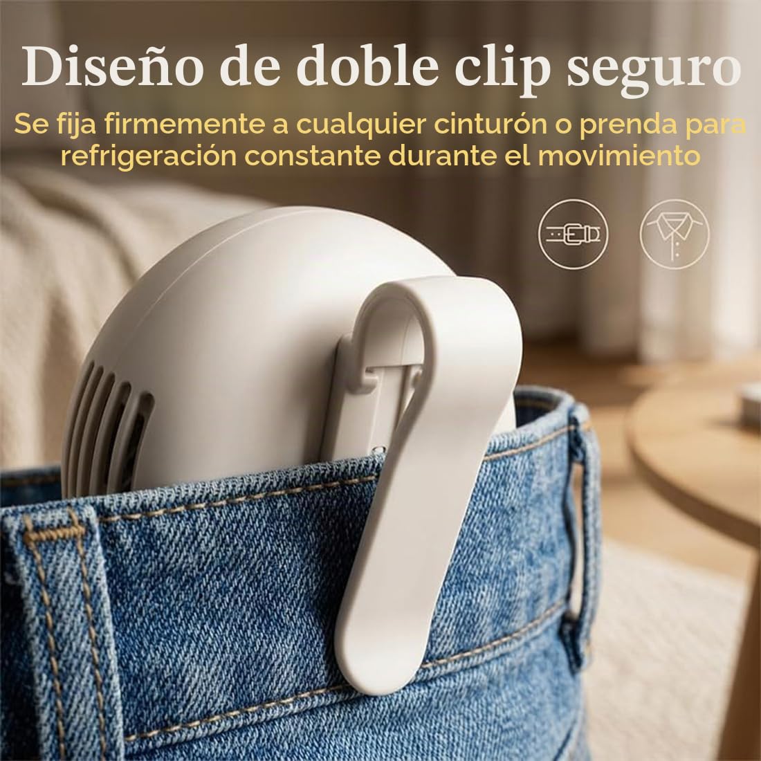 Mini ventilador portátil sin aspas con clip, mini ventiladores silenciosos de 3 velocidades, mini ventilador giratorio de 360° recargable por USB, ventilador de clip con USB-C, adecuado para