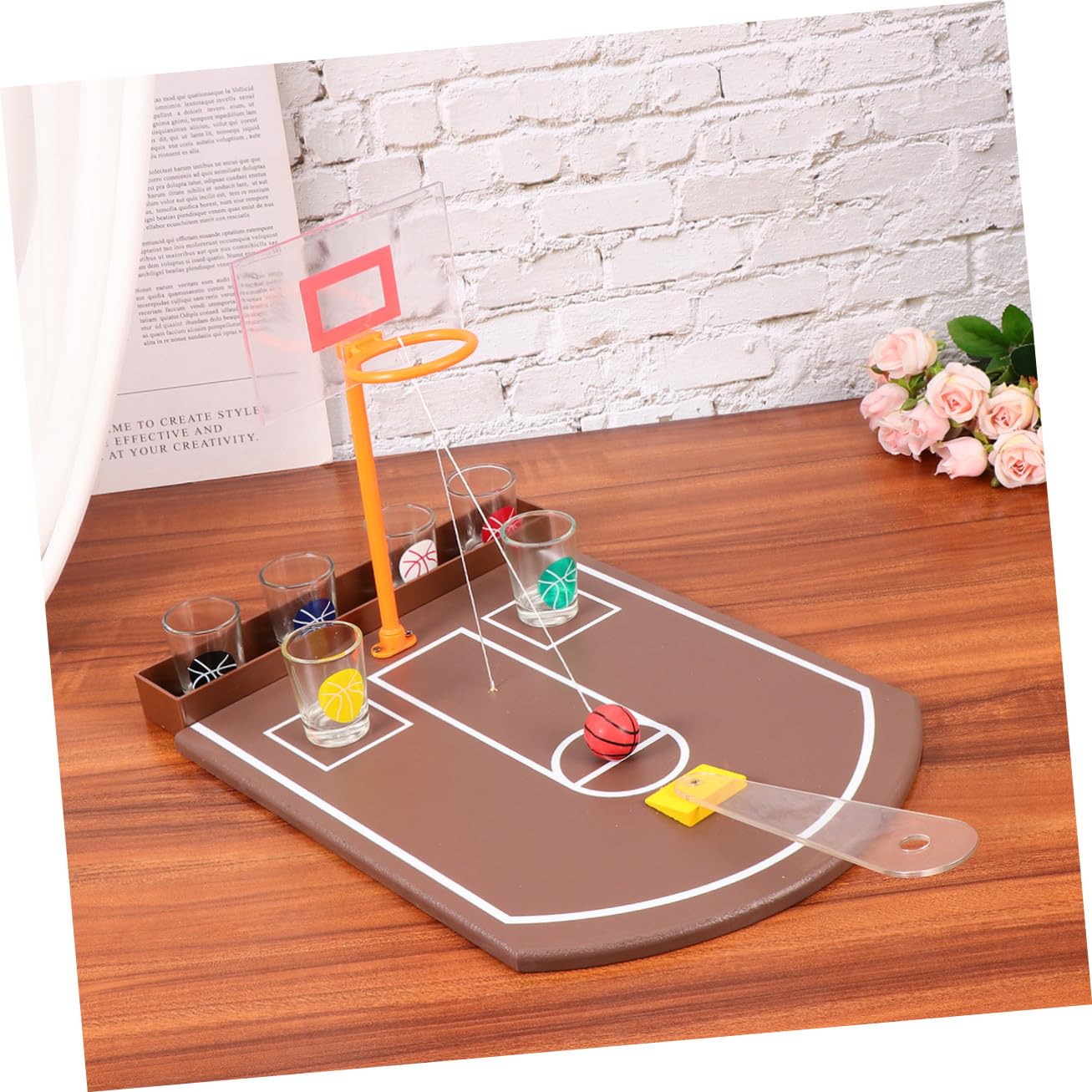 Gioco da Tavolo Basket da Bar in Acrilico Set Creativo per Feste | Creativo in Acrilico, Gioco Alcolico da Tavolo per Party e Bar, Intrattenimento per Adulti e Serate