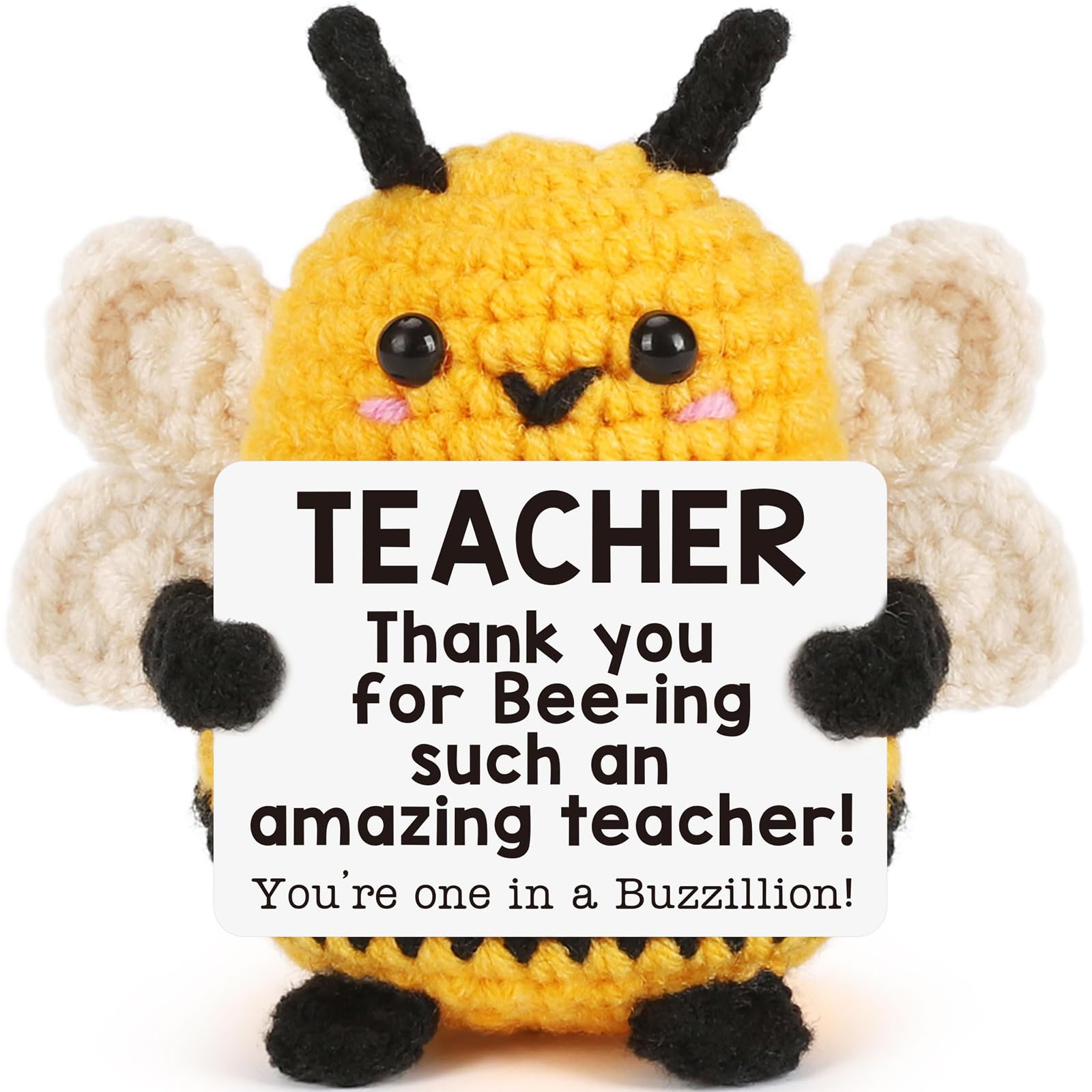 Yunvisty Teacher Gifts Handcrafted Cute Crochet Positive Bee For Women, Men, Appreciation Graduation Birthday Retirement Leaving Gift For Teacher Mentor Thank You Teachers Day Birthday Graduation