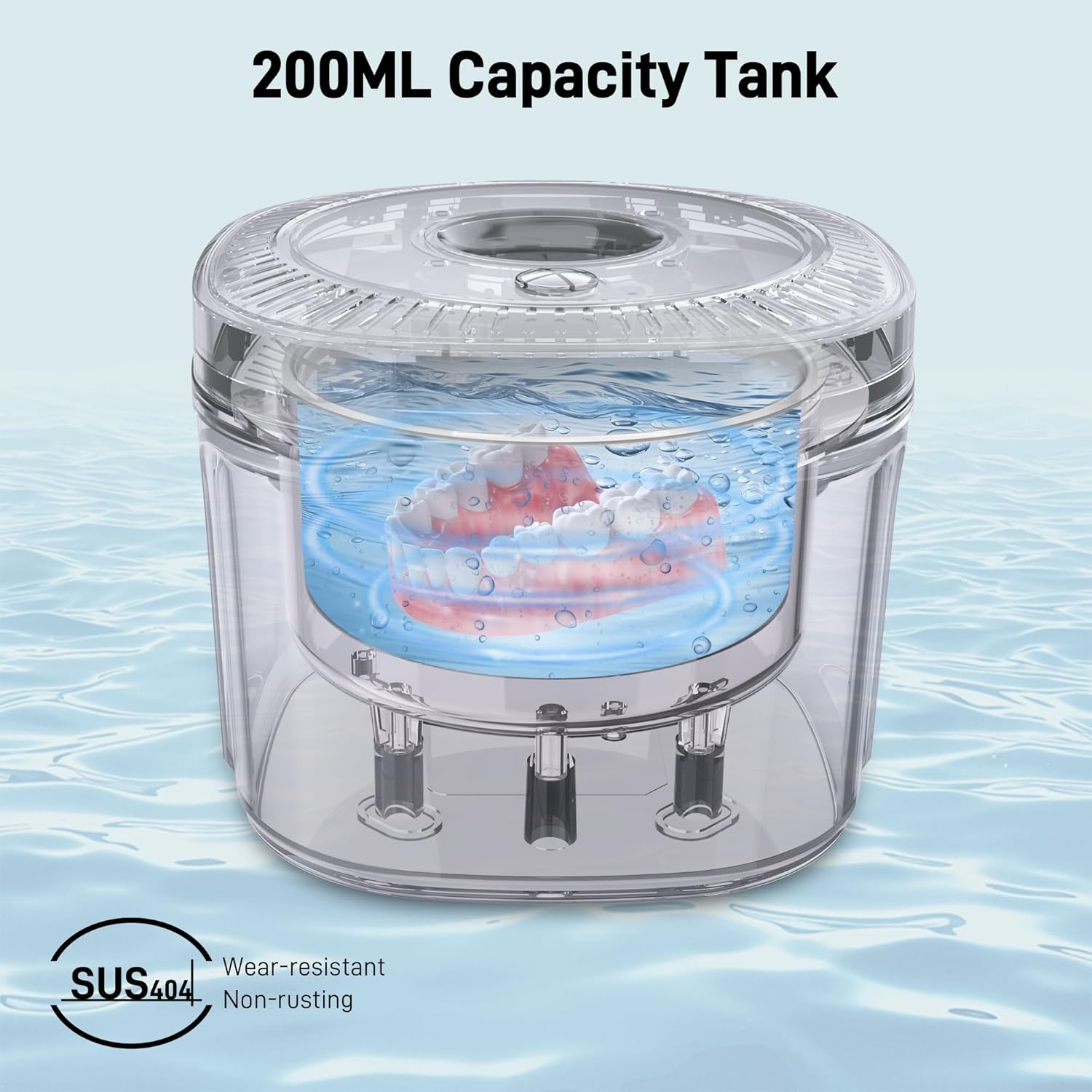 Ultrasonic Retainer Cleaner, Dental Cleaning Pod with U-V Lights, 45kHz Retainer Cleaner Machine for Dentures, Toothbrush Heads, Jewelry, Aligner, Night Mouth Guards (Black) - Image 5