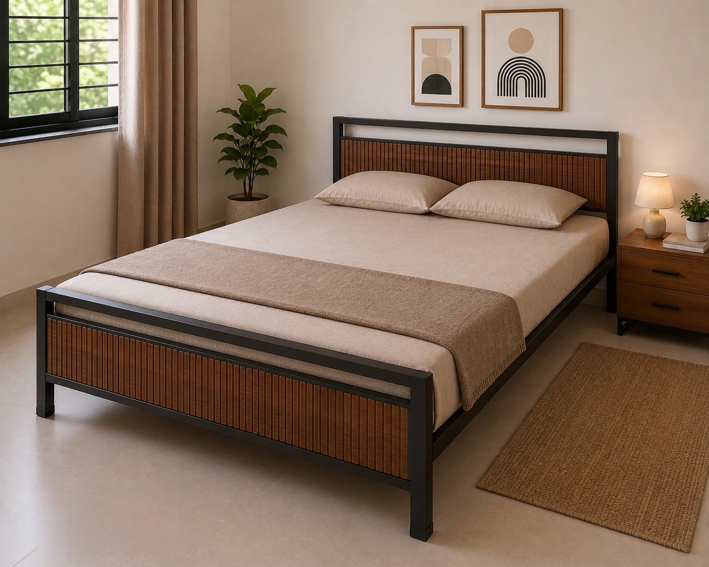 Solid Metal Sheesham Wood Bed 6X4 Single Bed Without Storage for Bedroom - Single Cot Wooden BedSingle Size for Living Room Guest Room - 12 Month Warranty (Honey)-image-13