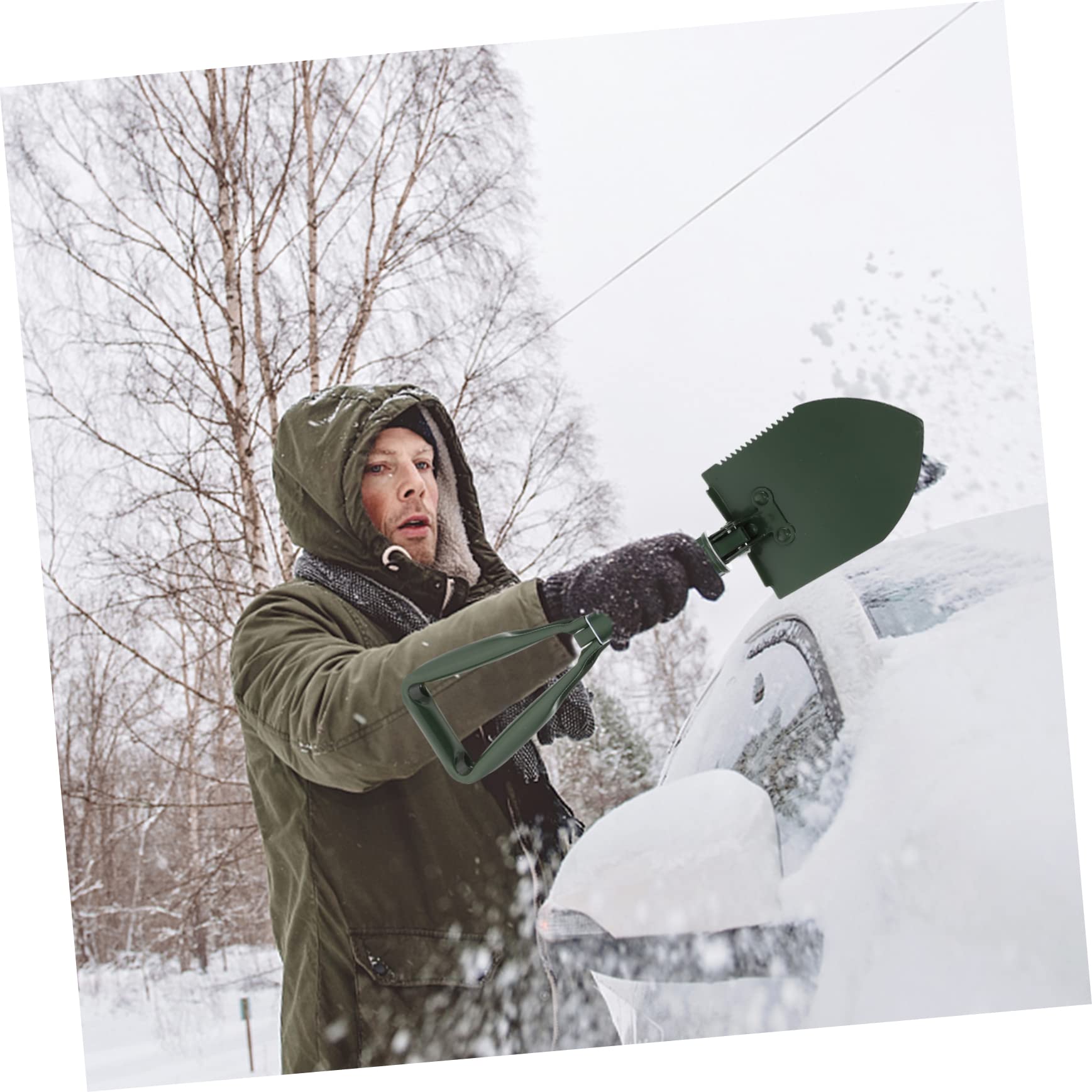 Klappbare Gartenschaufel Edelstahl mit T-Griff Mittelgroße Outdoor Schneeschaufel für Camping Winter Schneeräumgerät mit Tragetasche Vielseitig für Abenteuer und Camping