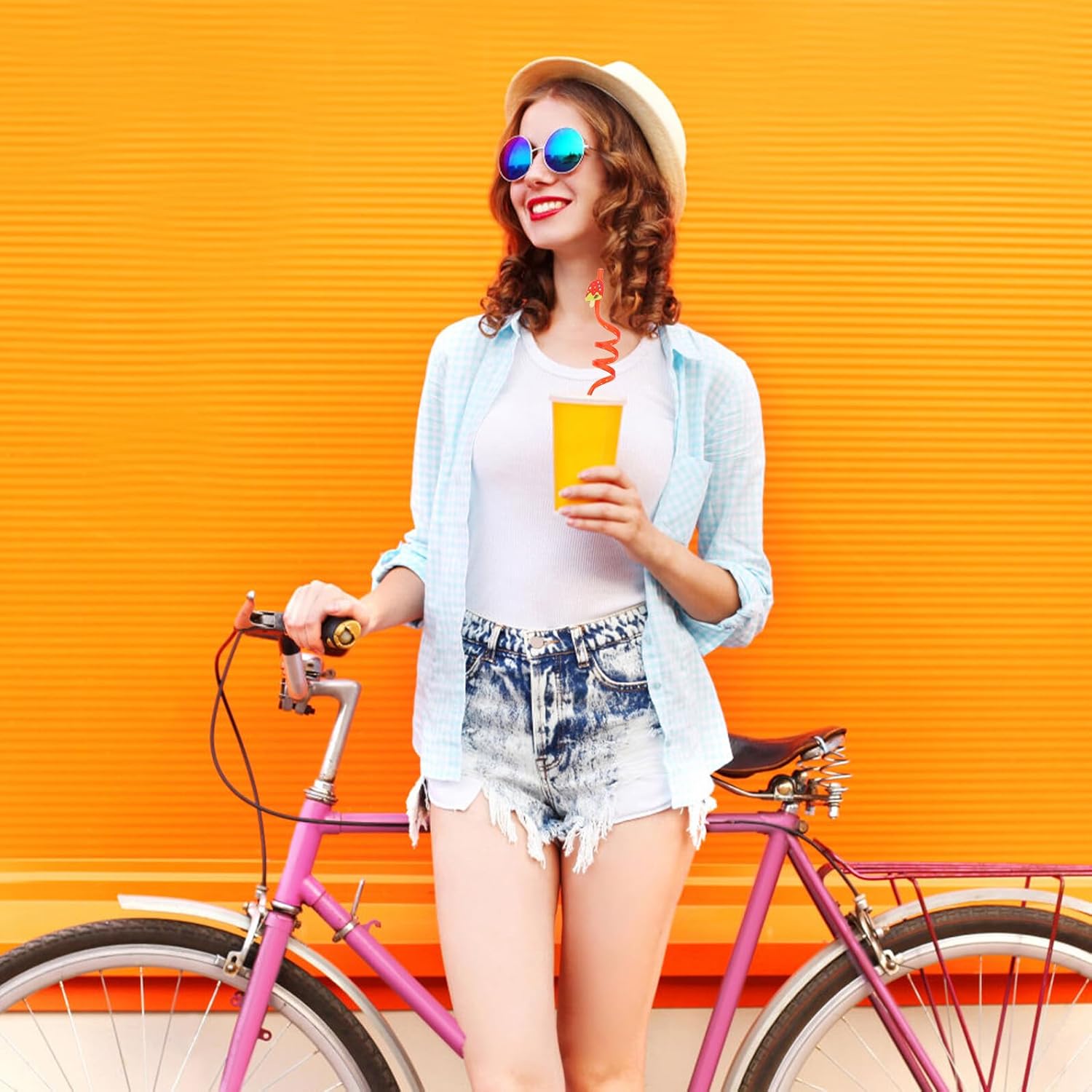 24pcs Reusable Twisted Drinking Straws Pvc Soft Cartoon Ice Cream Style Straws Party Cocktail Accessories Random Color Mix and Adults