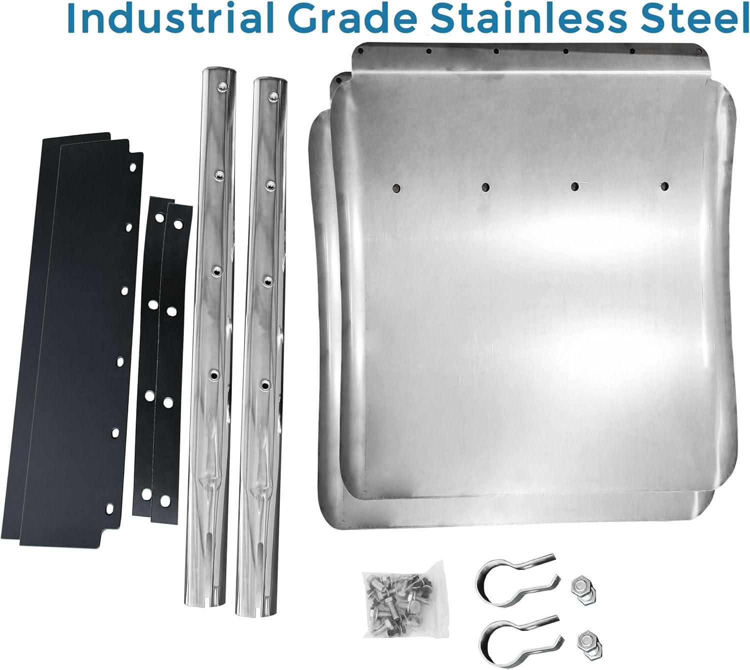 Pair 24" x 27" Stainless Steel Quarter Fenders for Semi Trucks Fenders with Mounting Hardware