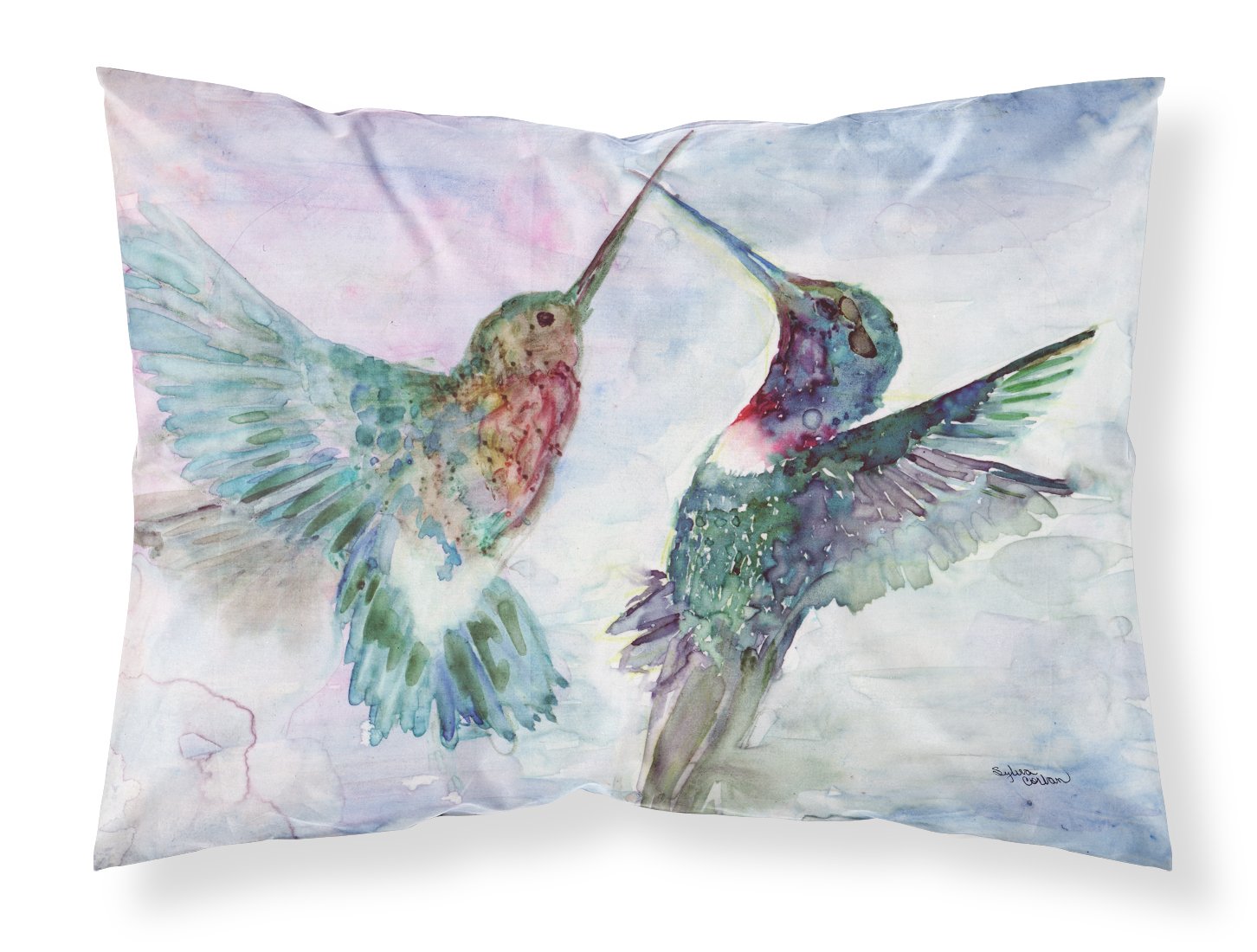 Colibri combat tissu taie d'oreiller multicolore standard Caroline S Treasures 8968pillowcase
