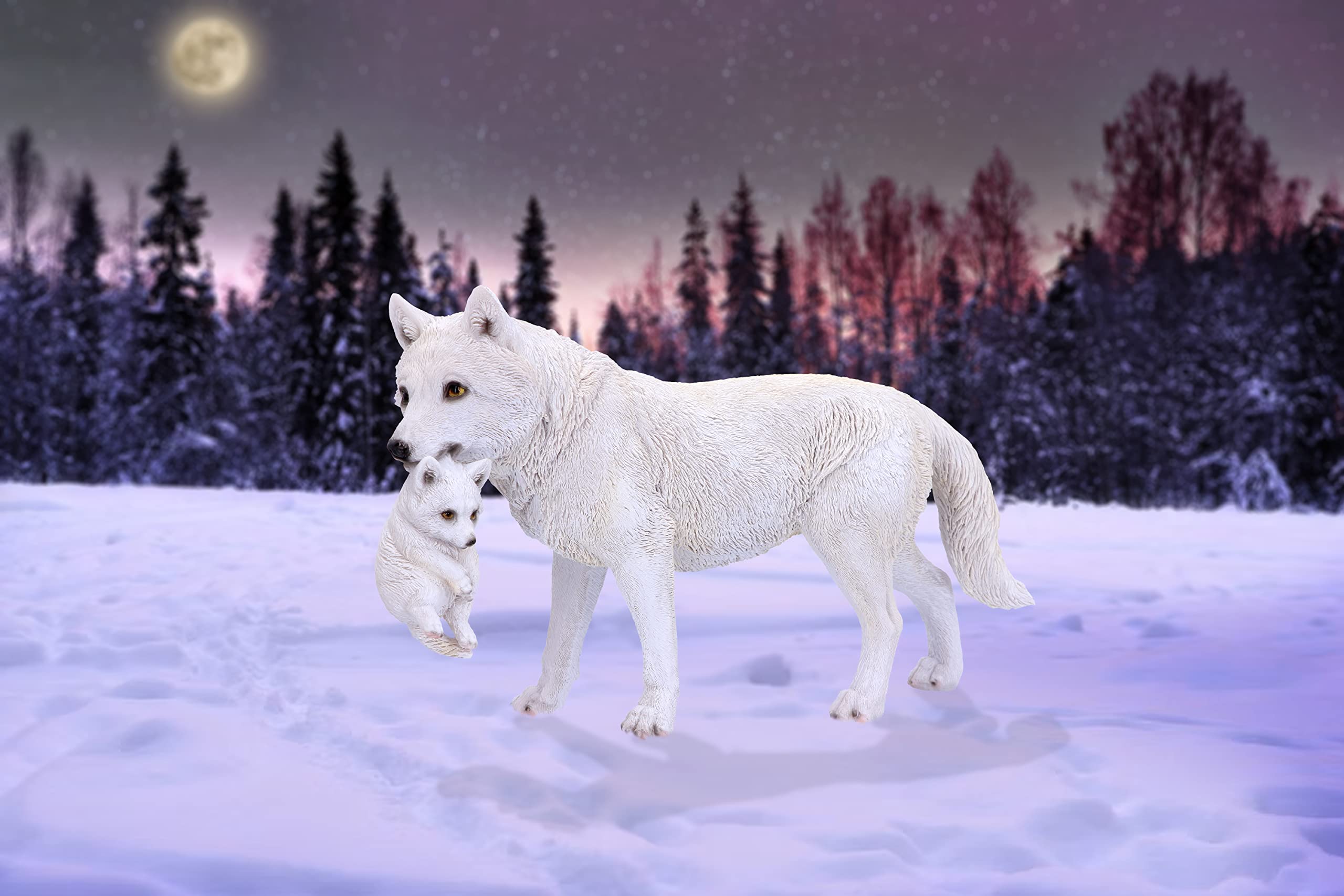 Image secondaire de Figurine Loups Blancs Winter Bond de Nemesis Now - Mère et Chiot