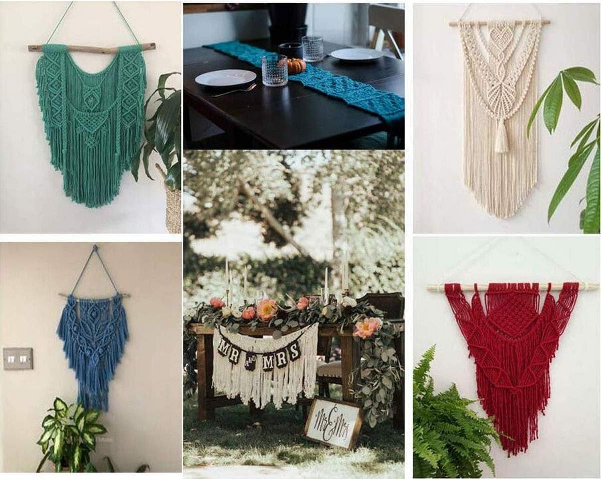 マルチカラーソフトコットンコード 2ロール 3mm x 109ヤード/ロール DIY ハンドメイド プラントハンガー 壁掛け クラフ