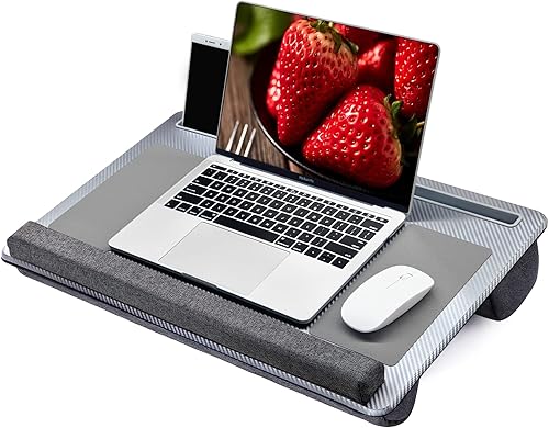 Escritorio de regazo extra grande para laptop, escritorio portátil para oficina en casa con alfombrilla para mouse y reposamuñecas para