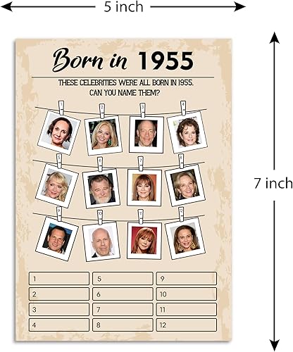 Miniatura 2 de QUPT Juegos de fiesta de 70 cumpleaños, juego de 5 actividades para 10 invitados, paquete de juegos nacidos en 1955, suministros de fiesta de