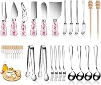 Vista 13 de Juego de cuchillos esparcidores de madera para tablero de charcutería, cuchillos de mantequilla con mango de madera para kit de queso, mini cuchillo