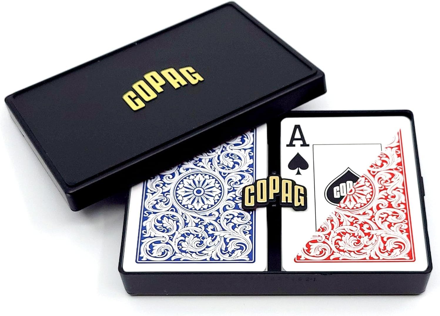 Poker Stuff India Copag 1546 Design 100% Plastic Playing Cards, Poker Size Red/Blue (Jumbo Index, 1 Set)