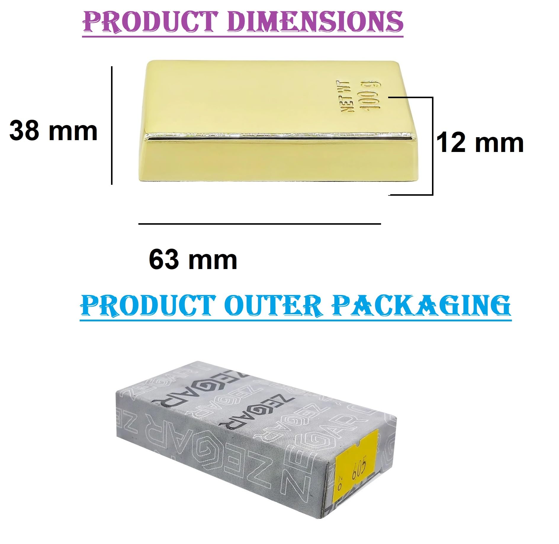 (Set Of 3) 24K Realistic Gold Mini Biscuit Finish Metal Bar Paper Weight Desk Accessory For Men's And Women's Home Stationery Office Use| Birthday, Anniversary Gifting Item| Showpiece Decoration 3