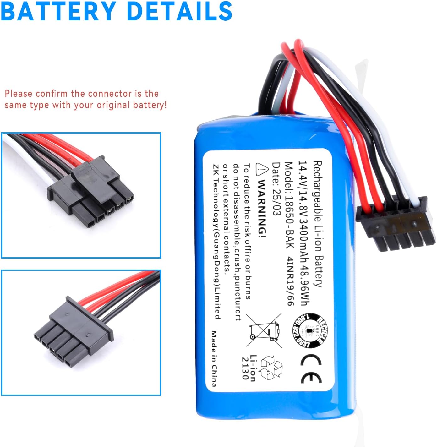 3400mAh Vacuum Battery Replacement for Eufy Omni C20 & C10 Robot Vacuum Cleaner C0914G with Tools