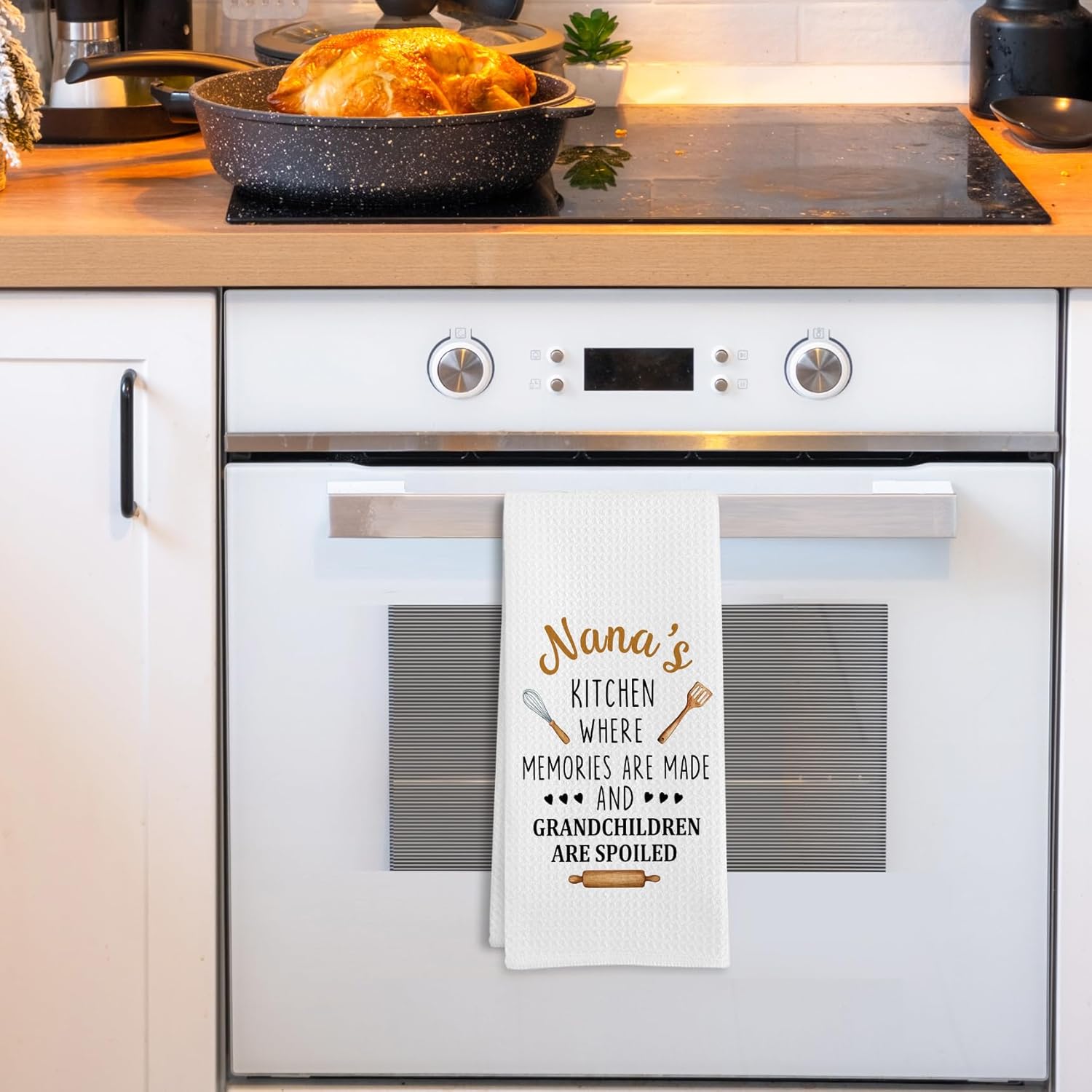 Nana Gifts Kitchen Towels, Gifts for Nana Dish Tea Towels for Nana's Kitchen, Mothers Day Birthday Grandma Gift Decorative Hand Towel from Grandchildren Grandkids, 16x24 Inch - Image 2