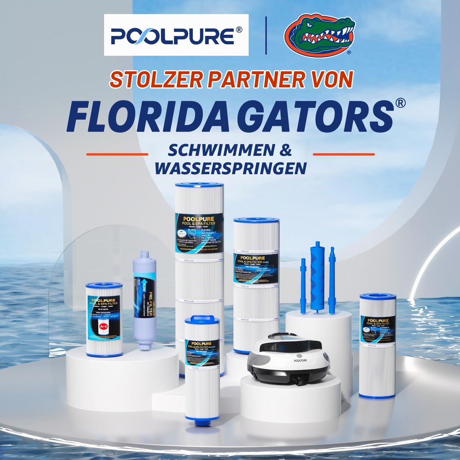 POOLPURE Spa Filter replacement for Pleatco PWW50P3(1 1/2" Coarse Thread), Unicel 6CH-940, 817-0050, Filbur FC-0359, 25252, 03FIL1400, Waterway Front Access Skimmer, Screw in SAE Thread Filter, 2 Pack