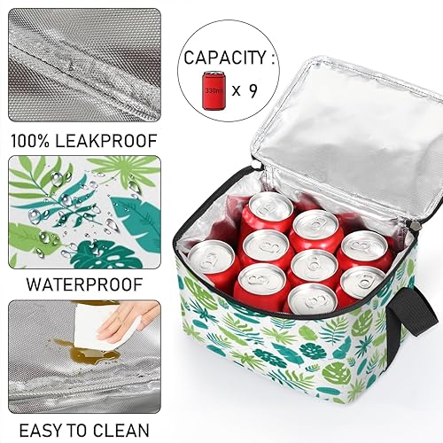 Miniatura 5 de QsirBC Bolsa de almuerzo aislada con diseño de hojas para mujeres, reutilizable, bolsa cuadrada de comida para adultos y hombres, lonchera más