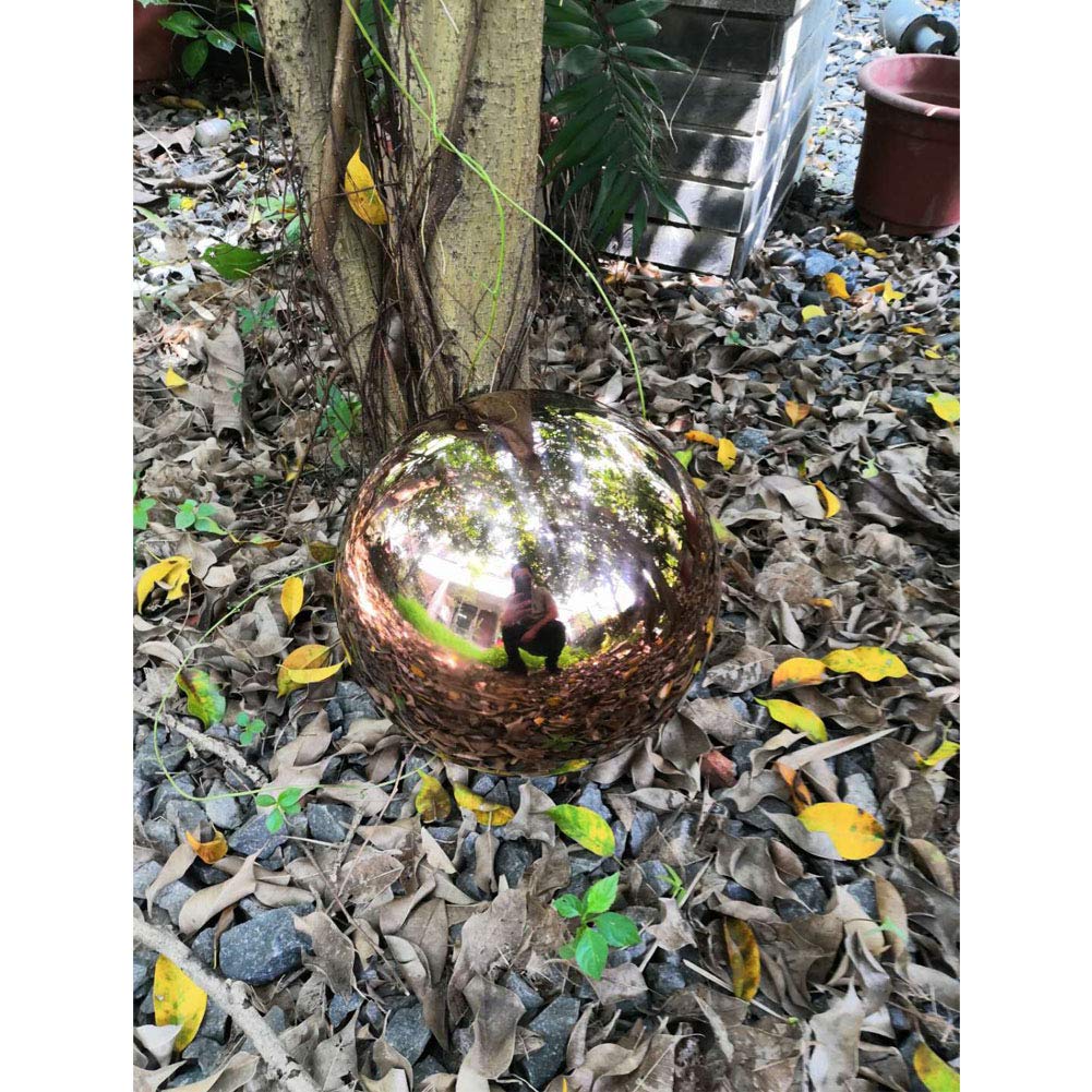 30 cm Durchmesser, Spiegelkugel aus roségoldenem Edelstahl, poliert, reflektierend, glatte Gartenkugel, bunt und glänzend, Ergänzung für jeden Garten oder Zuhause