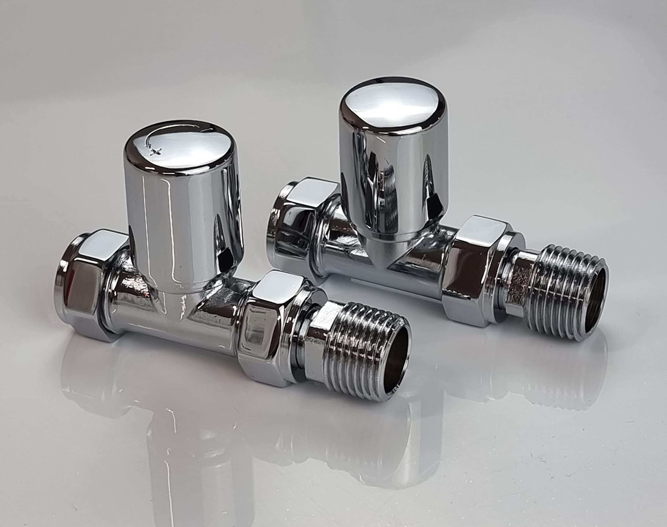 Milano Straight Chrome Towel Rail Valves 1/2" /15mm Radiator valves