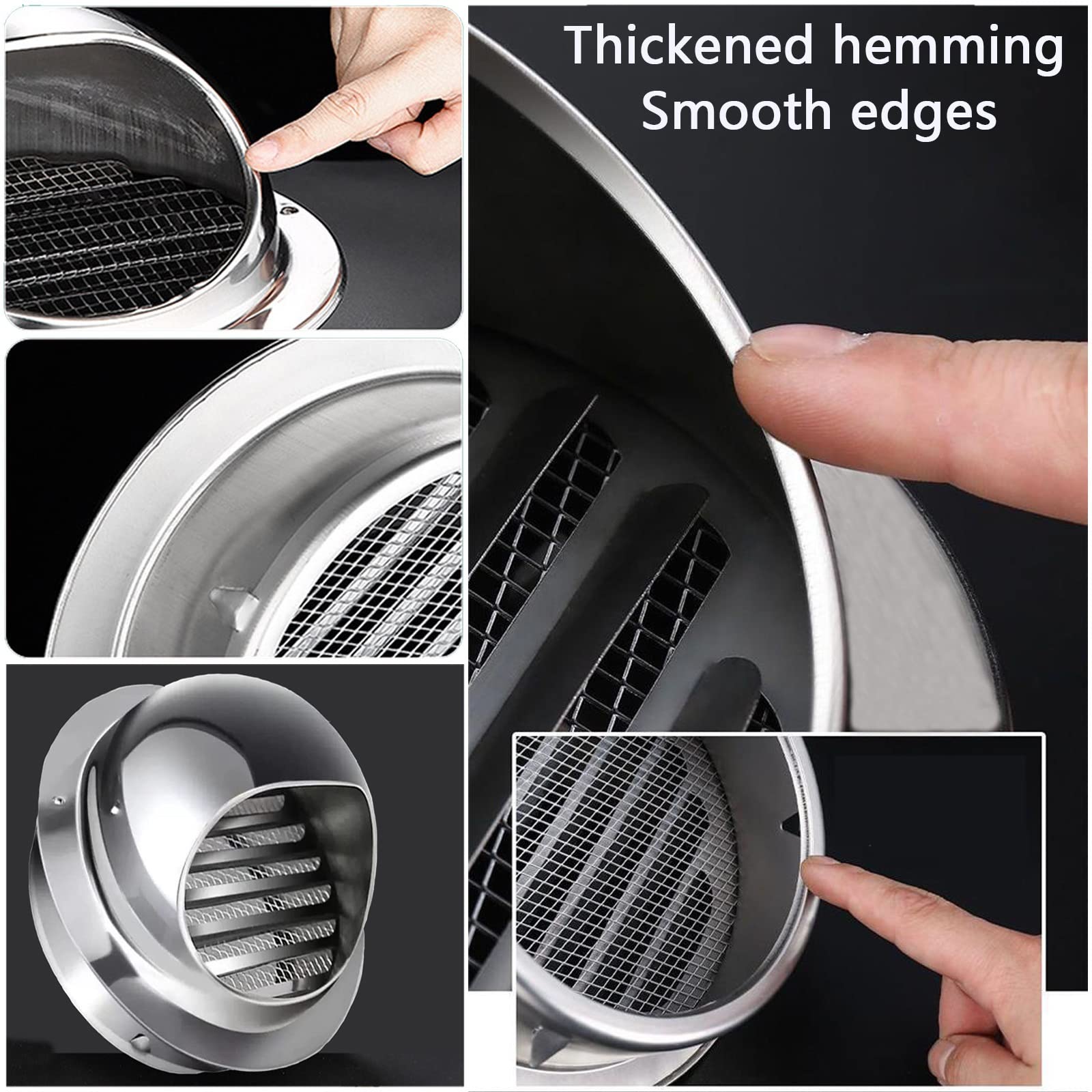 Grille Ventilation Hotte, Grille D'aération Ronde en Acier Inoxydable 304 Grille D'Aération Murale pour Bureau Cuisine Salle De Bain, pour L’évacuation De L'air Grille D'aération