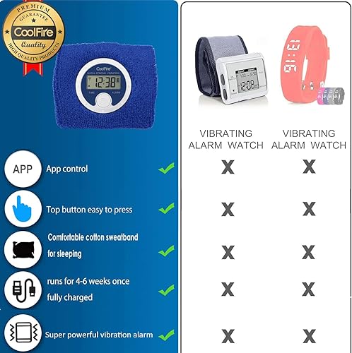 Miniatura 3 de Coolfire - Reloj despertador vibratorio, pulsera de despertar silencioso, reloj despertador vibratorio para parejas, estudiantes, fácil de