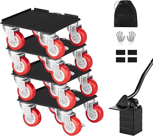 Miniatura 9 de VEVOR Carrito de muebles de 3474 libras, trasladadores de muebles resistentes con 5 ruedas de 360, panel de acero al carbono de 6.3 pulgadas,