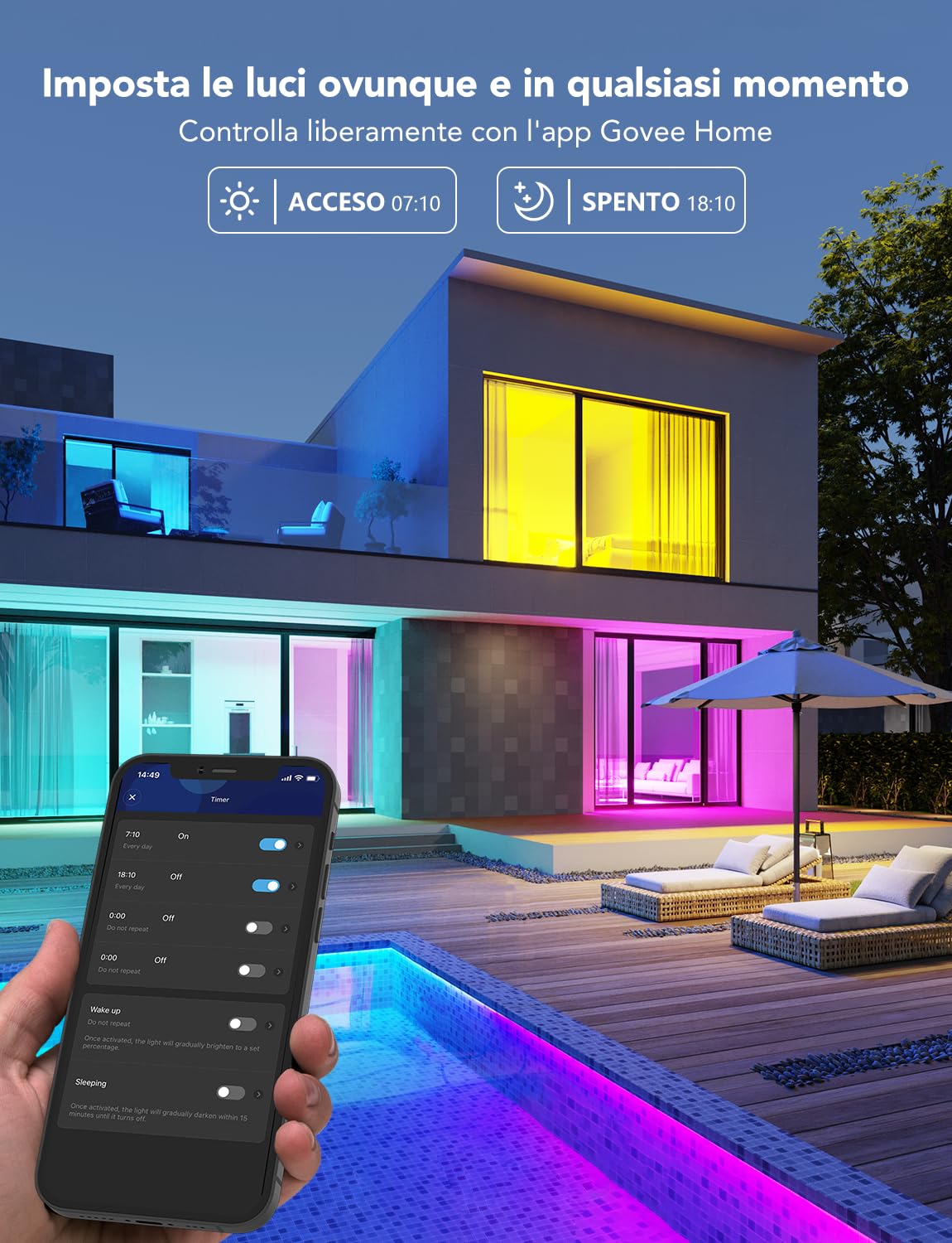 Govee Lampadina Smart E27, 1000 lm, Alexa, RGBWW, Dimmerabile, Wi-Fi e Bluetooth, Smart Bulb 75 W, 54 Scene, 16 Milioni di Colori Fai da te, 1 Pezzi
