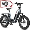 Fucare Gemini X 750W Electric Bike for Adults Dual Battery Cruise Control 28Mph 20" 4.0 Fat Tire 5.3" Color Display Shimano 7 Speeds Commuter Bike UL Certified