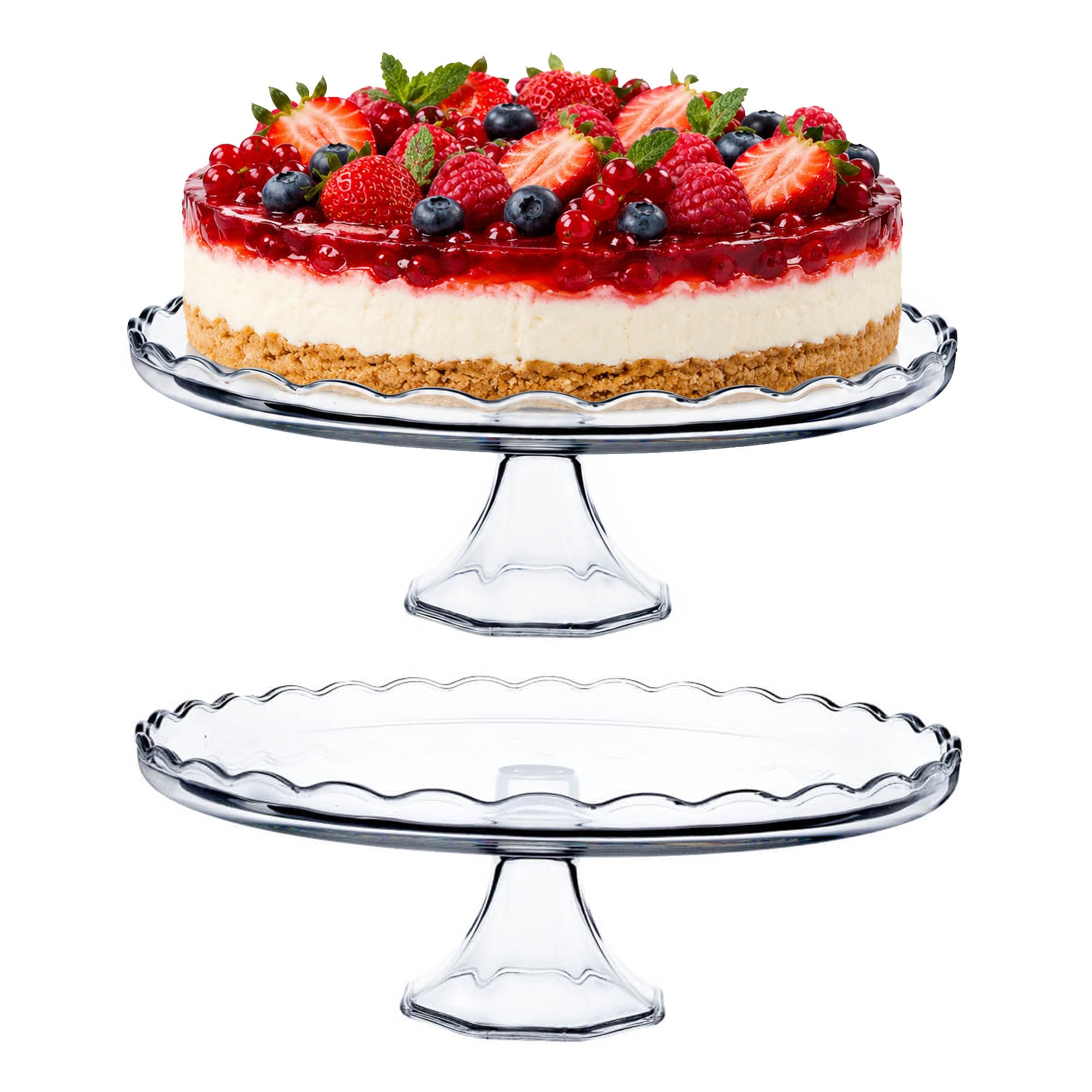 Présentoir à gâteau KADAX en Verre, présentoir à gâteau avec Pied, Assiette à gâteau Ronde pour Muffins, Biscuits, Desserts, Anniversaire, fête, Support Plat pour Mariage, Assiette à gâteau (Ronde)