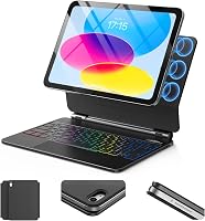 Husă magnetică SZO pentru iPad cu tastatură și touchpad, Bluetooth, iluminare LED în 7 culori, suport pliabil, iPad 10.9 și 11 2025, negru 1