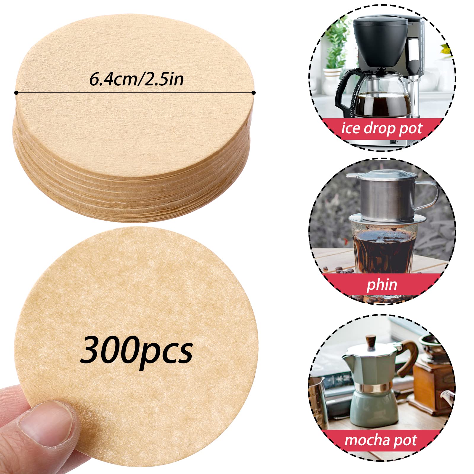 400 Piezas Filtros De Papel Para Café Expreso, 58.5 Mm Redondo Filtro