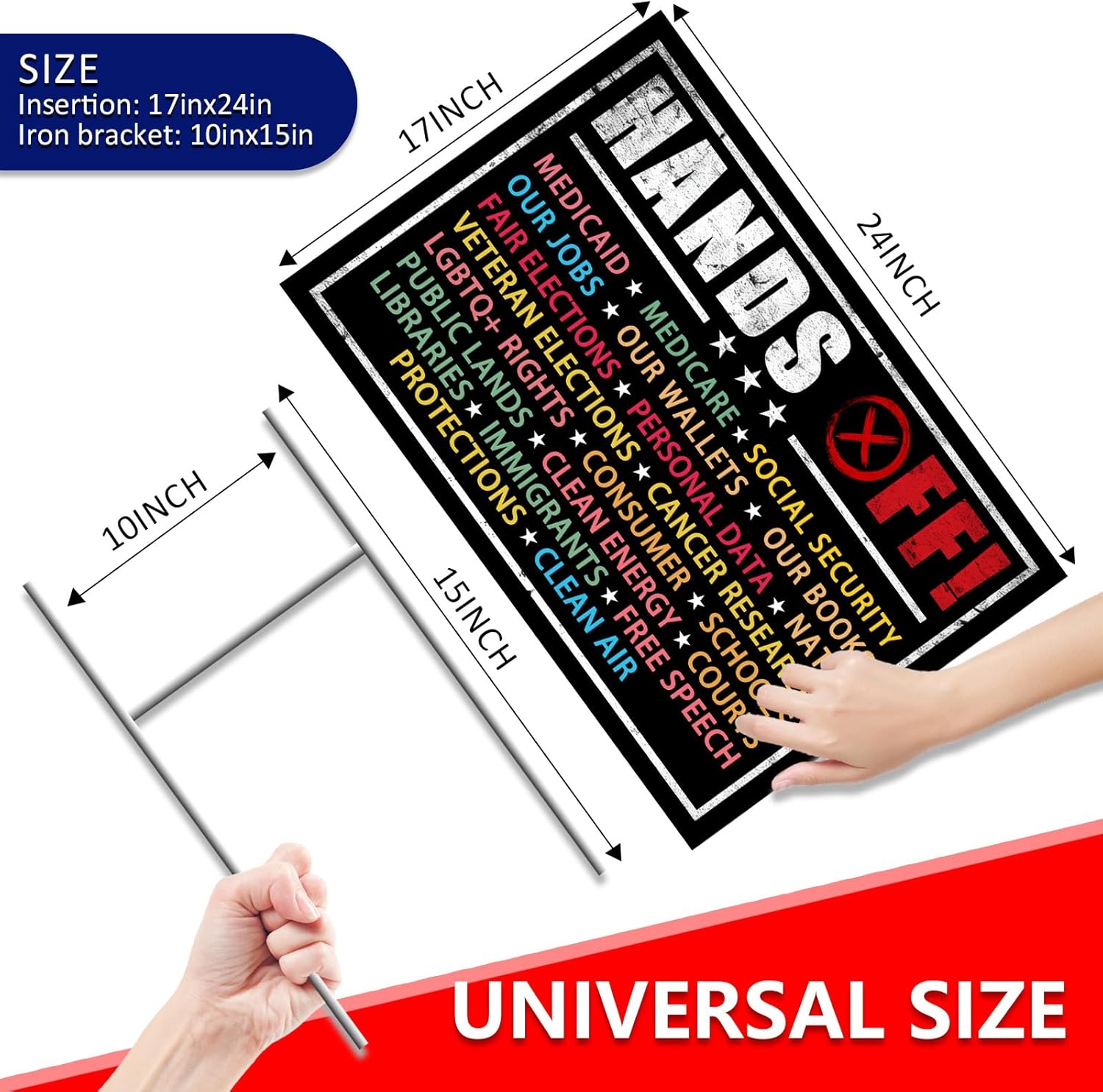 Democracy Protest Signs Anti-45th President | Hands Off Protest Anti Maga Yard Signs | Against Racism, Resist Fascism, Resist Hate Garden Lawn Sign | Double Sided with H-Stake Metal (Wide 18x24inches)