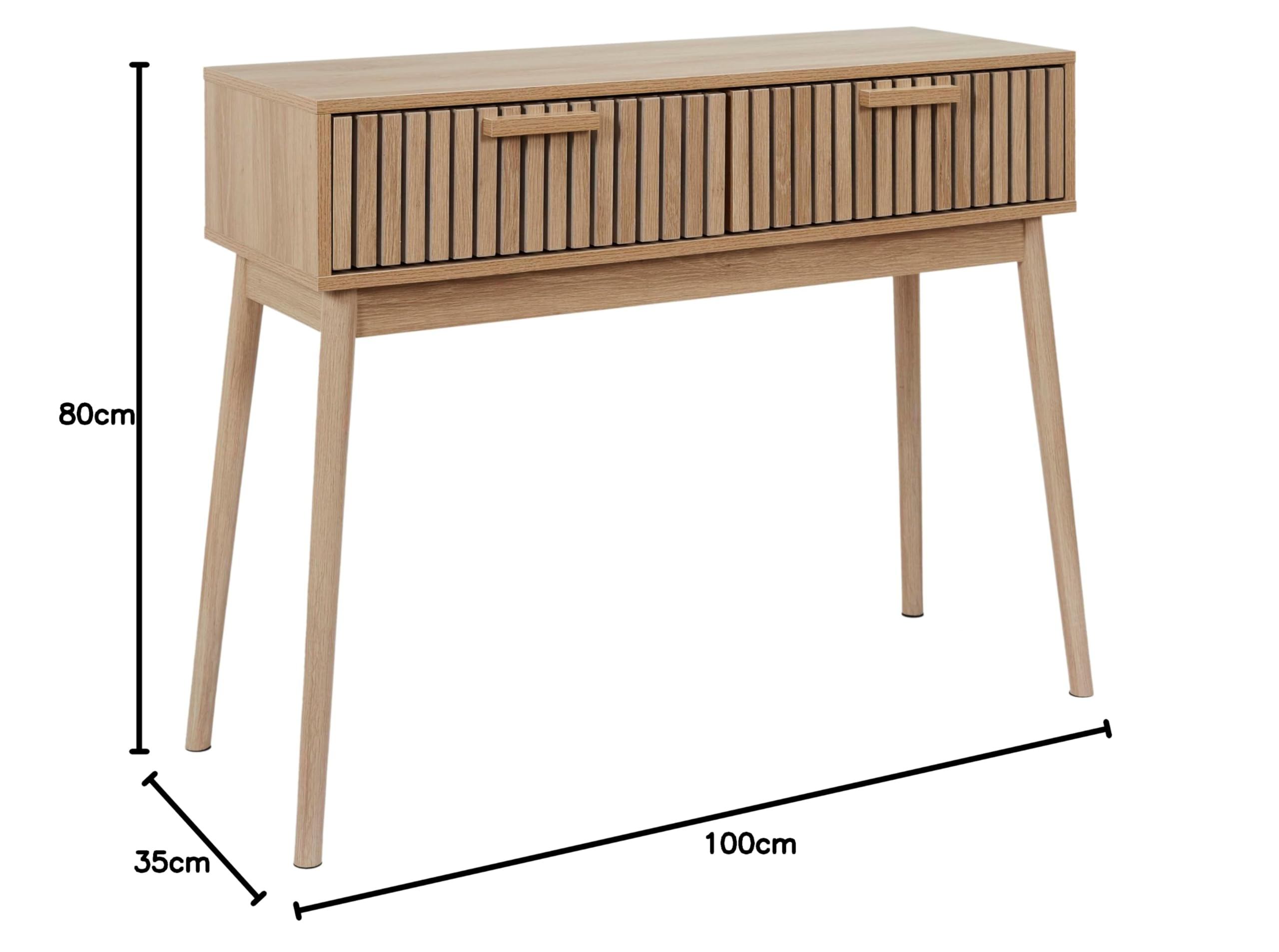 HOME DECO FACTORY - Console en Bois avec 2 Tiroirs pour Salon ou Entrée - Design Élégant et Pratique - Dimensions 100x80x35 cm - Couleur Marron - Modèle Klaus | Bois d'ingénierie, console modèle Klaus, 2 tiroirs, salon ou entrée, design élégant, 100x80x35