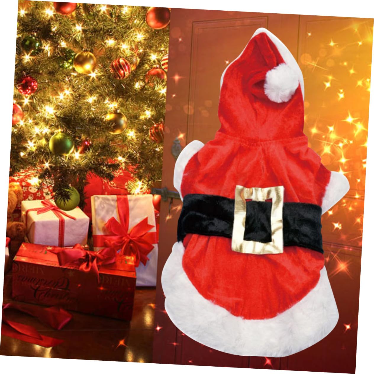 HMJGDHX 2 Pezzi Vestito Natalizio per Cani Vestiti Invernali per Animali Domestici Comodo Maglione con Cappuccio per Cani
