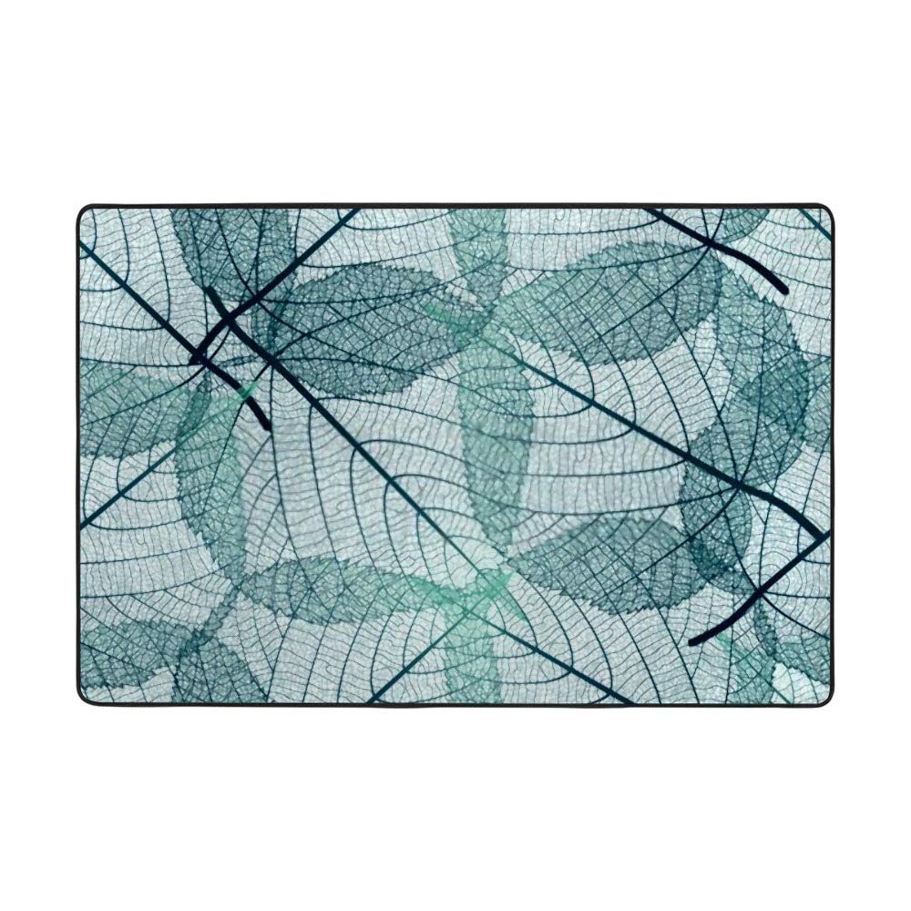 Tapis en velours corail à motif feuilles 150x100 cm | Tapis corail en polyester doux pour salon
