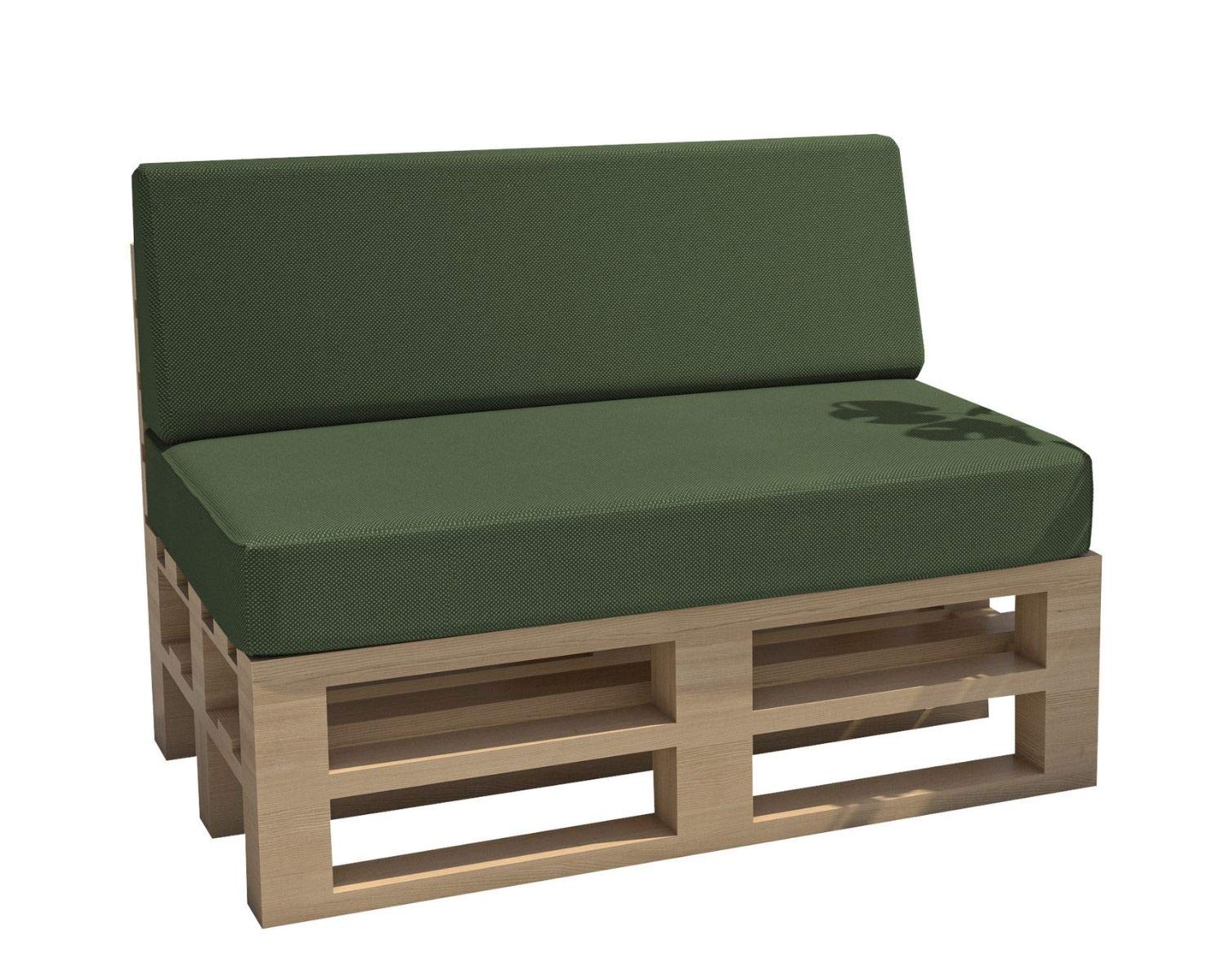 chilly pilley Cuscino Impermeabile Per Mobili In Pallet Cuscino Da Giardino Cuscino Per Interno Esterno Lavabile Sfoderabile Cuscino Del Sedile (Set Di 2, Verde Scuro)